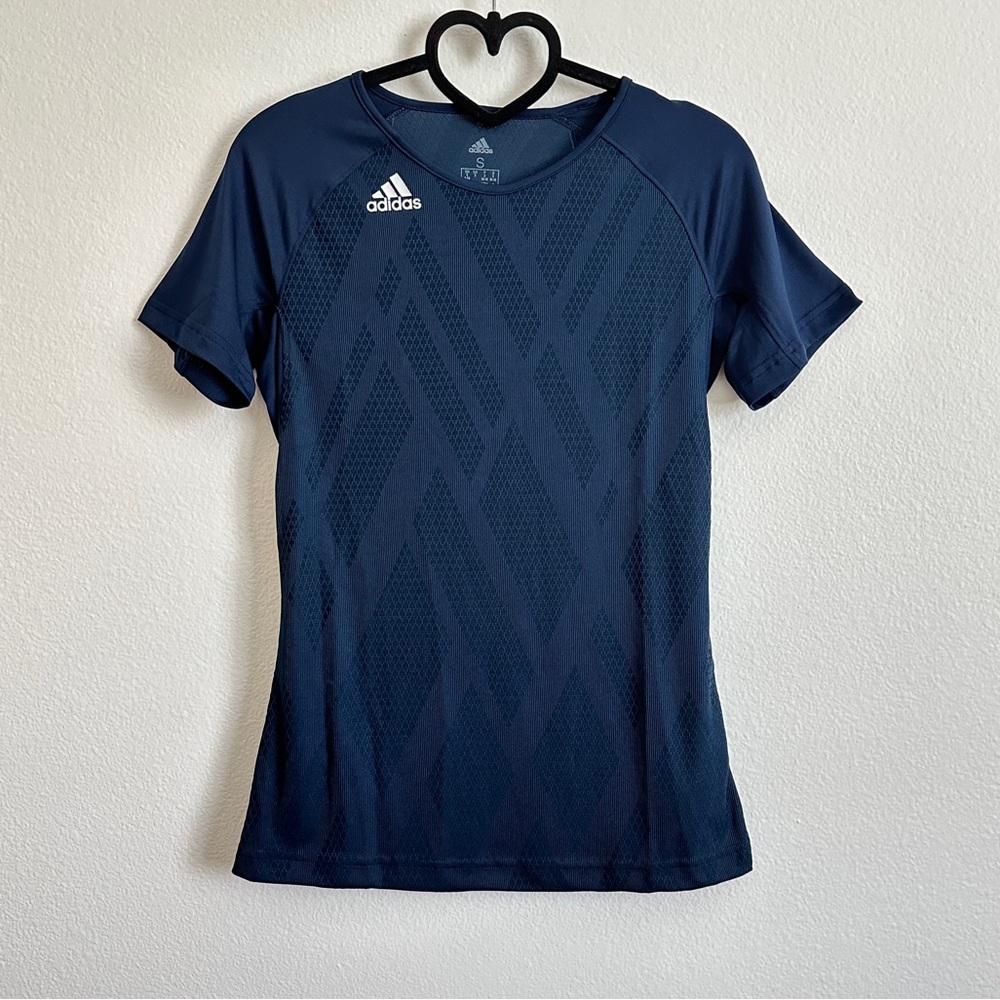 Adidas Navy Blue Quickset Jersey Shoulder Cutout Athletic Top Size S